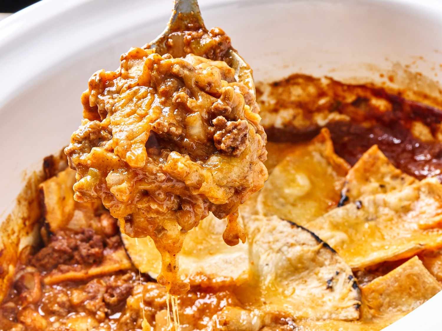 Step 5 of Slow Cooker Beef Enchilada Casserole