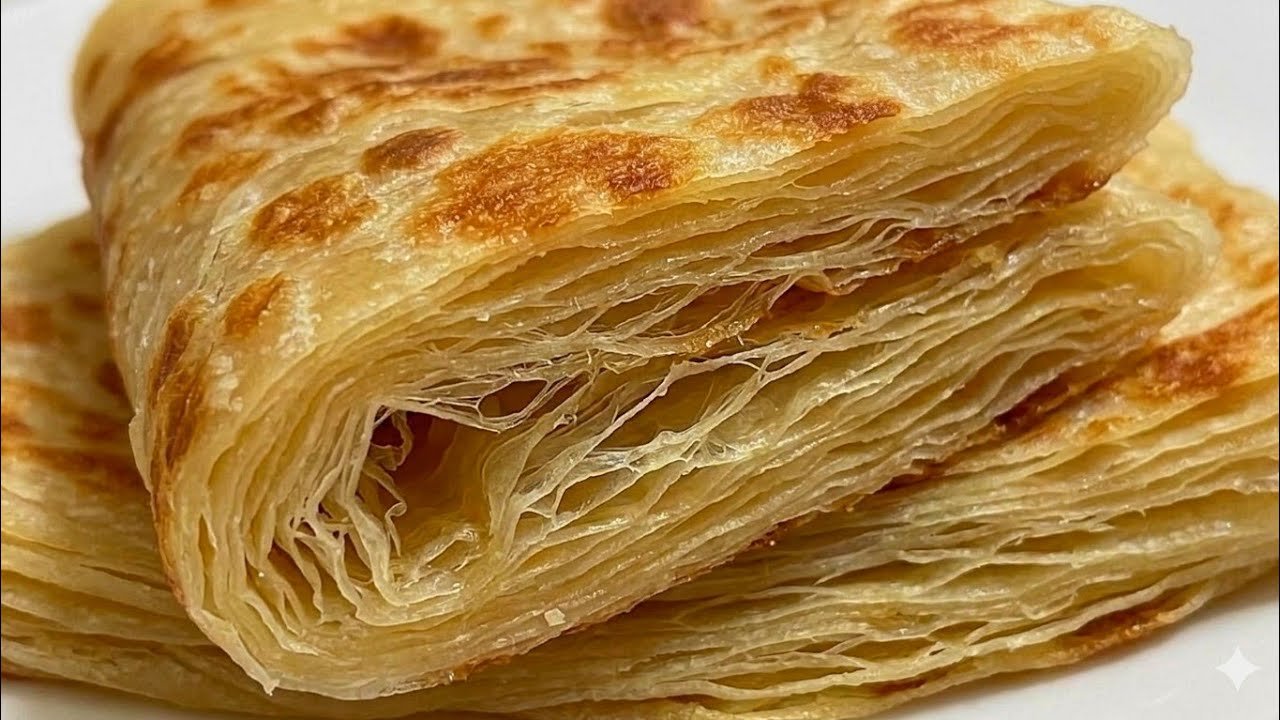 I Sprinkled Just 1 Spoon Between the Dough Layers! 🤫 No-Rolling-Pin Hand-Stretched Katmer Recipe