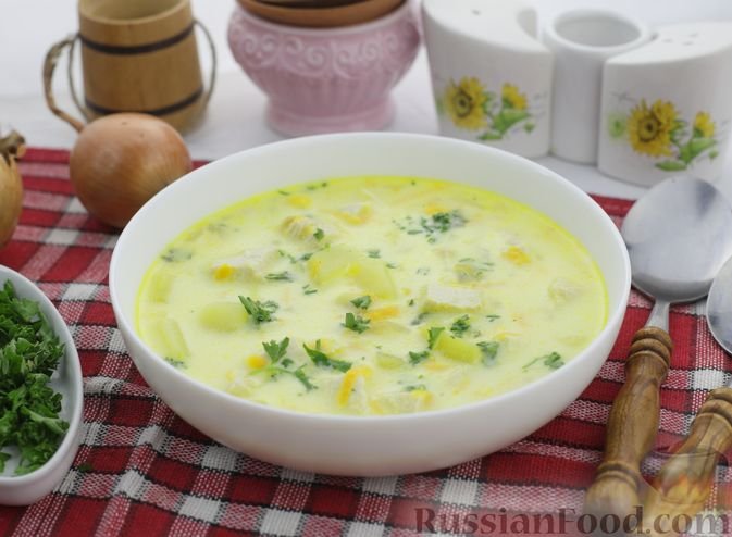 Сырный суп с куриным филе
