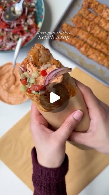 Sheet pan chicken kebab wrap